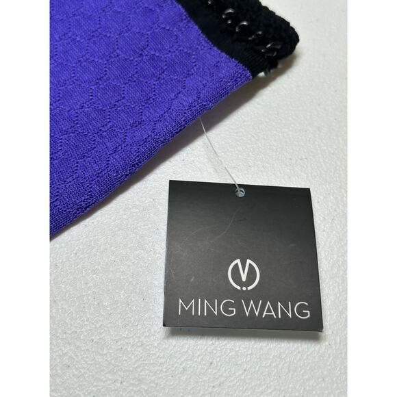 Ming Wang Jacket Womens Small Purple Black‎ Crochet Chain Contrast Knit Cardigan - Picture 9 of 12